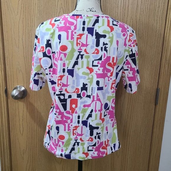 St. John Sport Scattered Letter Print Colorful T-shirt - Picture 2 of 3